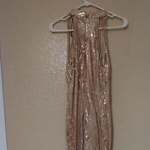 Elegant Evening Sequin Wedding Party Cruise Cocktail Prom Maxi Dress size Medium
